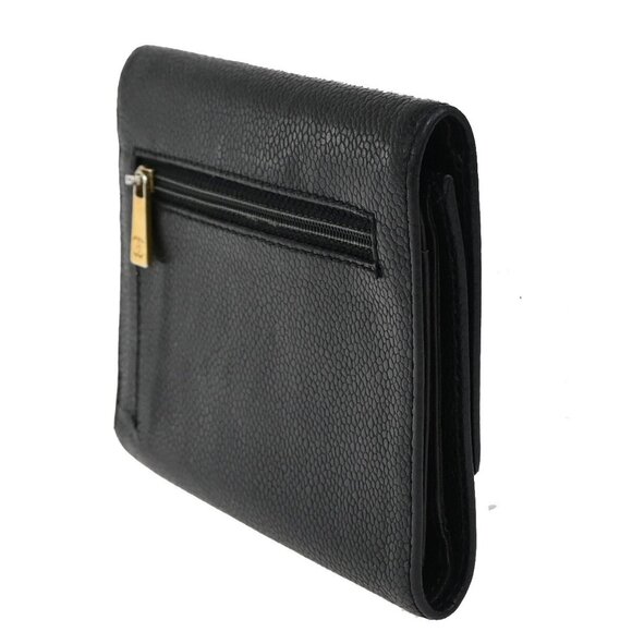 CHANEL CC Logo Trifold Compact Wallet Grained Calfskin Leather Black - Picture 2 of 16